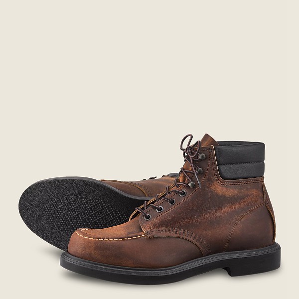 Mens Red Wing Classic Supersole - 6-inchr Rough & Tough Leather - Heritage Boots Dark Brown - FOV876